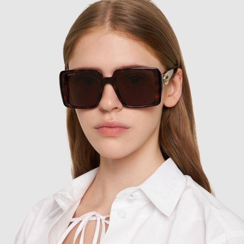 BRAND NEW Gucci GG1692S 002 Havana Brown Square Women Sunglasses GG 1692S